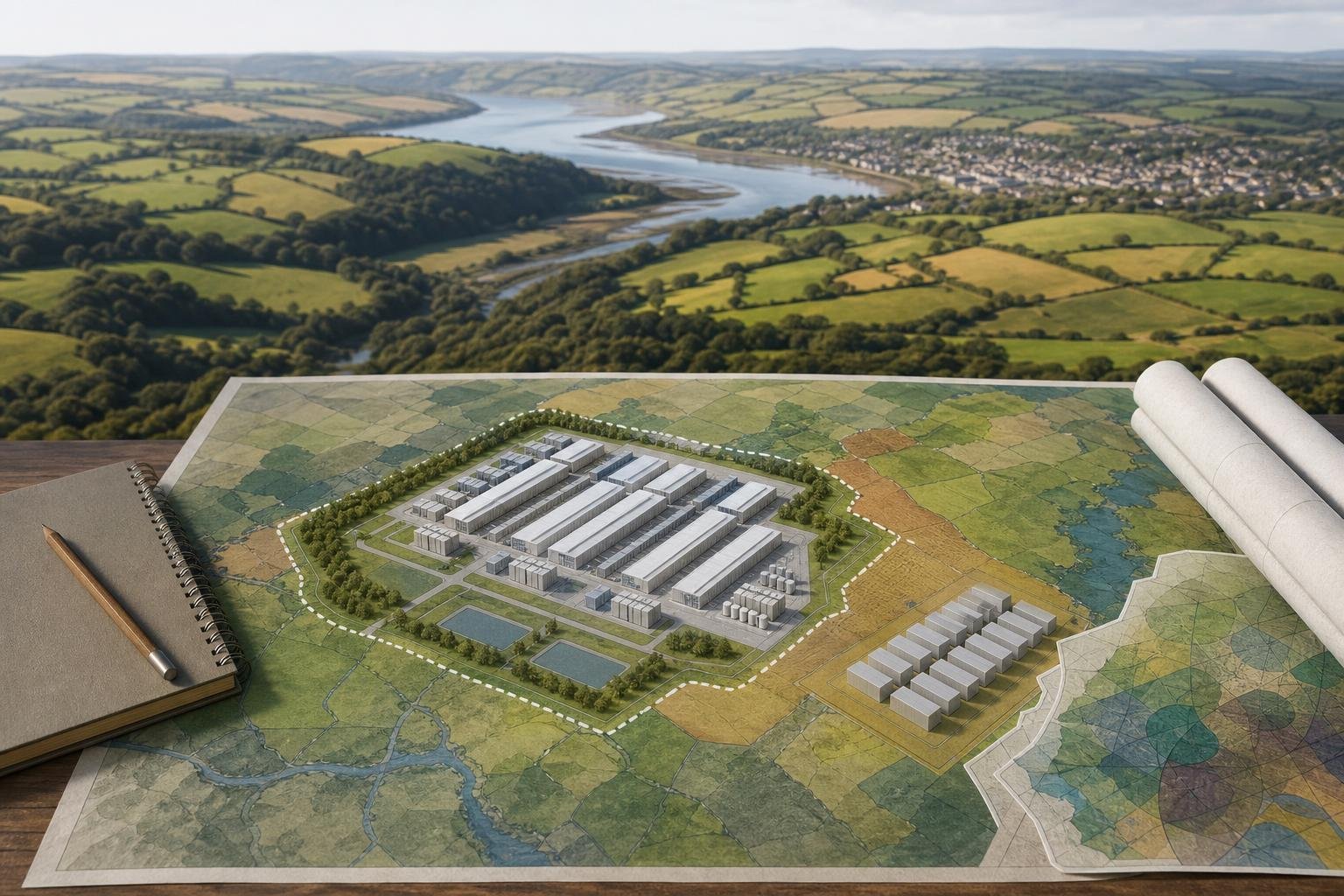 A cikk illusztrációja: 1,5 GW-os AI-adatközpontot terveznek Észak-Devonba