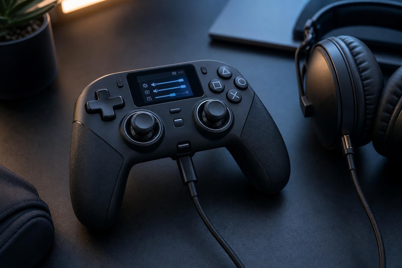 A cikk illusztrációja: A PS5-kontroller, amelyen a beállítások is helyet kaptak