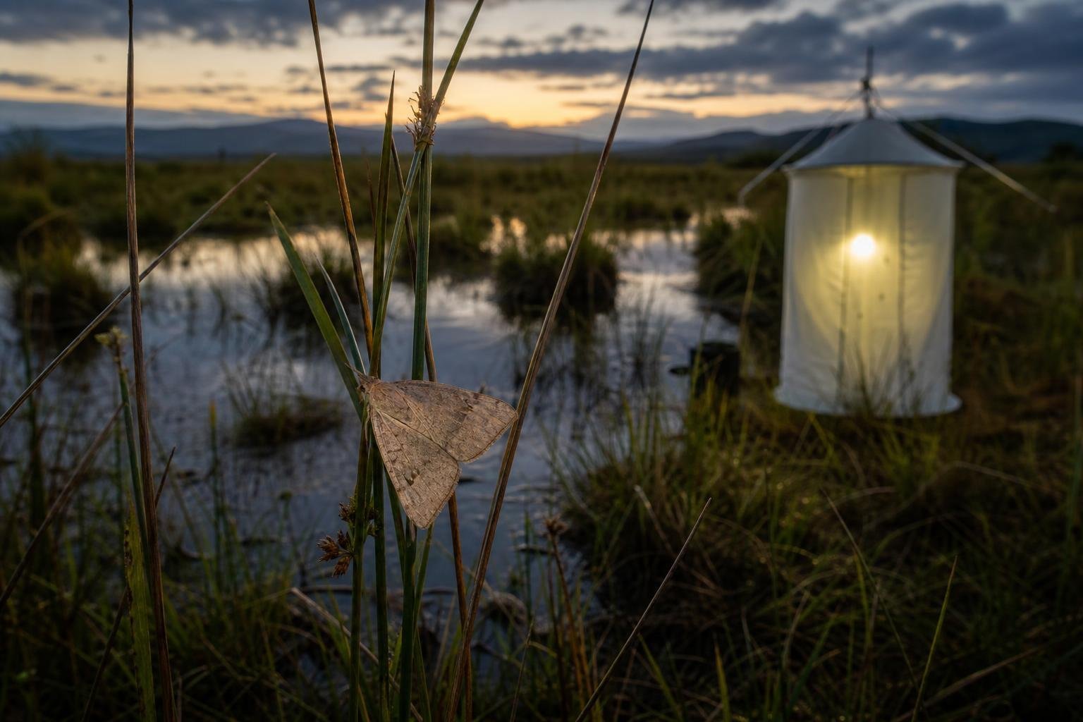 A cikk illusztrációja: Egyetlen éjszaka alatt 19 ritka Bog Grass Moth került elő egy walesi lápról